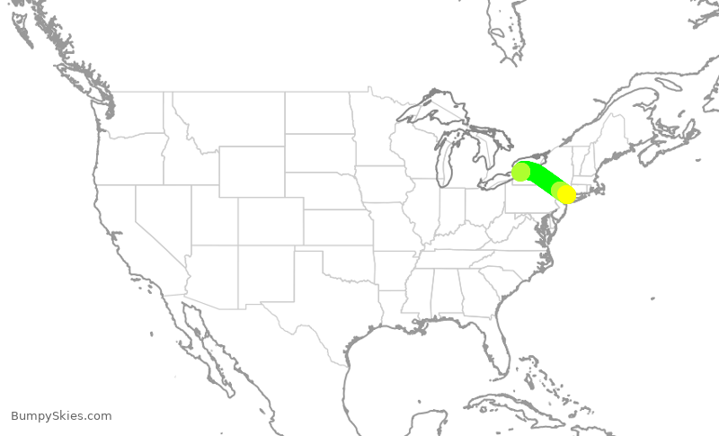 Turbulence forecast map for EJA853, HPN to BUF