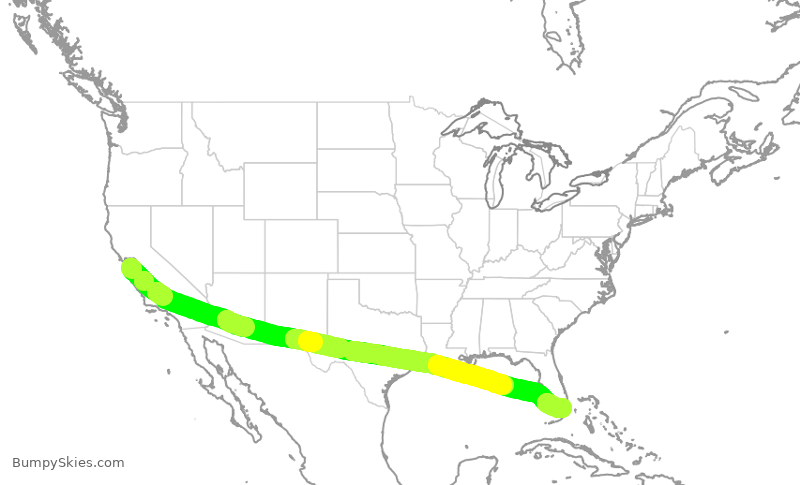 Turbulence forecast map for EJA853, SJC to MIA
