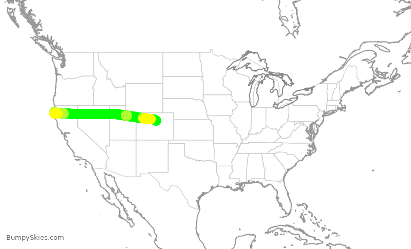 Turbulence forecast map for EJA854, BJC to ACV