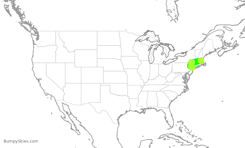 Turbulence forecast map for EJA855, BED to TEB