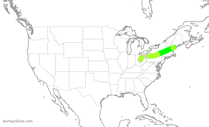 Turbulence forecast map for EJA857, CMH to PWM
