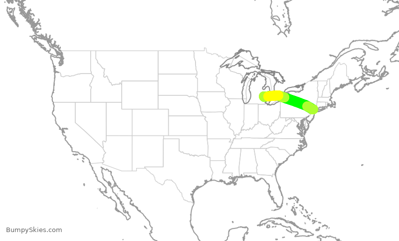 Turbulence forecast map for EJA857, TEB to PTK