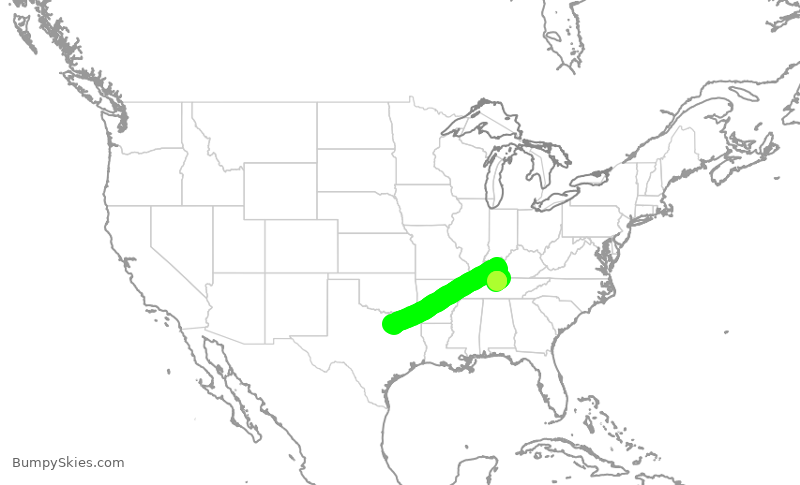 Turbulence forecast map for EJA871, ADS to KJWN