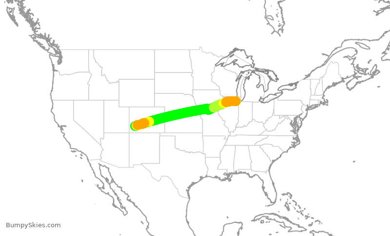 Turbulence forecast map for EJA872, MDW to TEX