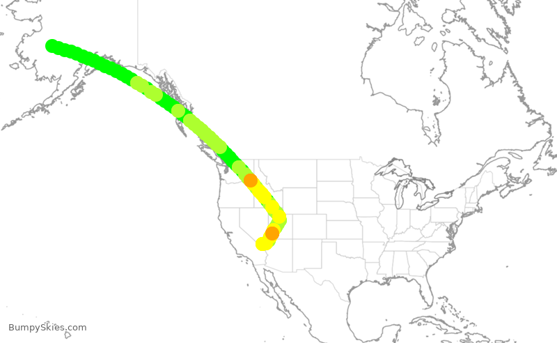 Turbulence forecast map for EJA872, HCR to LAS