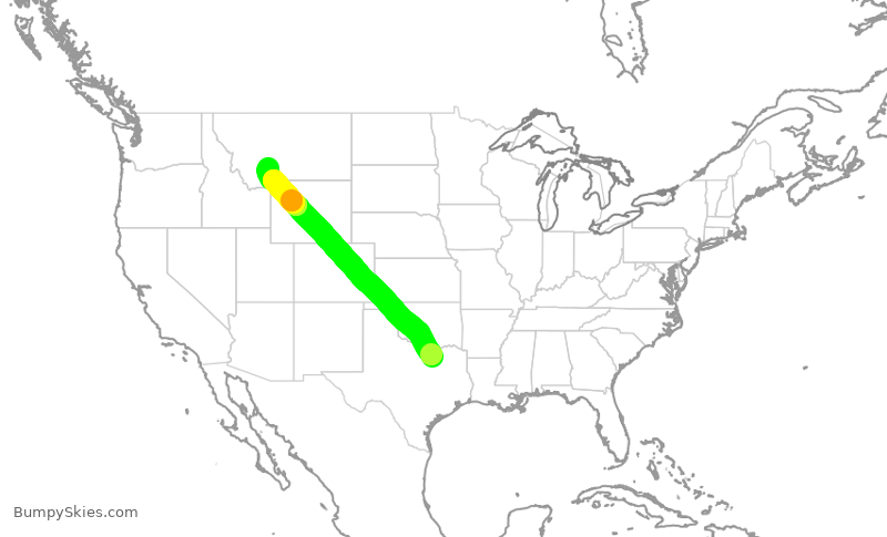 Turbulence forecast map for EJA875, ADS to BZN