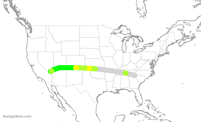 Turbulence forecast map for EJA875, KLQK to LAS