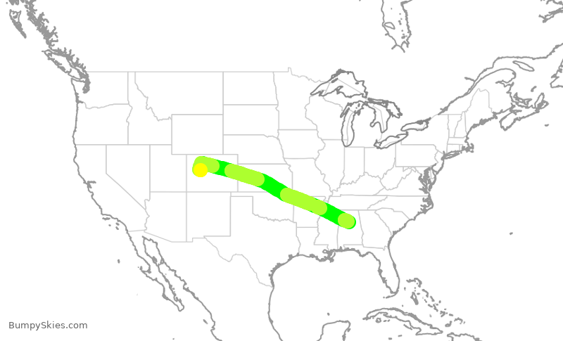 Turbulence forecast map for EJA876, ASE to BHM