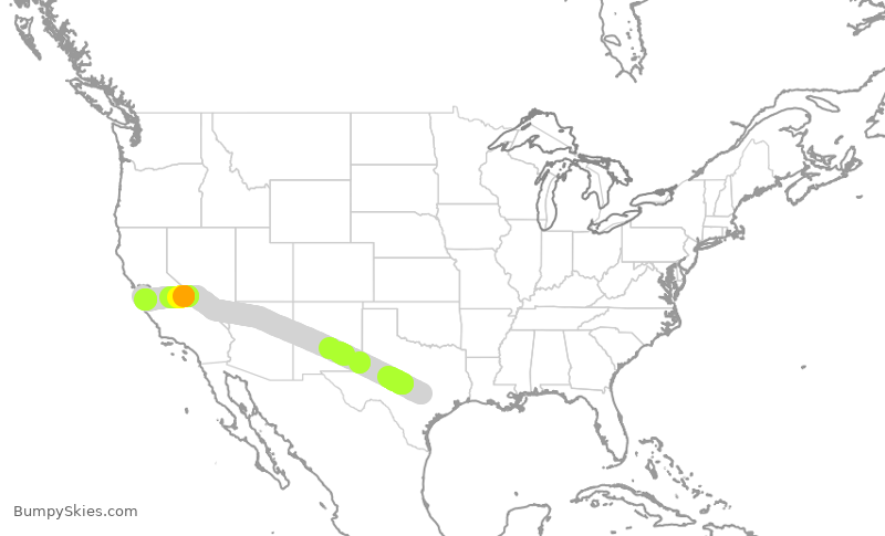 Turbulence forecast map for EJA877, AUS to SJC