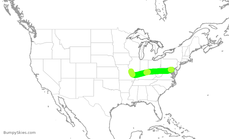 Turbulence forecast map for EJA878, BWI to STL