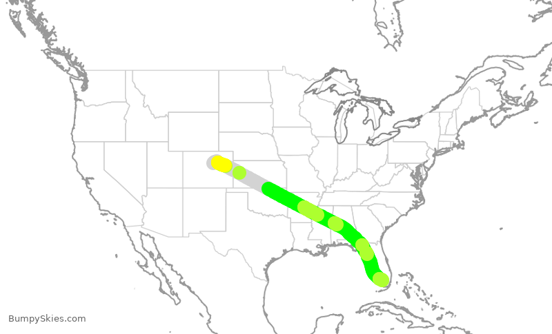 Turbulence forecast map for EJA886, APA to 07FA