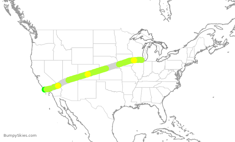 Turbulence forecast map for EJA887, ORD to SBA