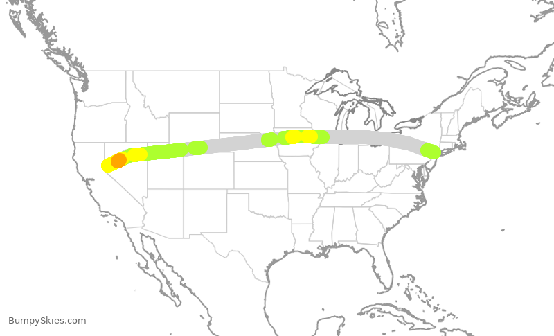 Turbulence forecast map for EJA893, RNO to TEB
