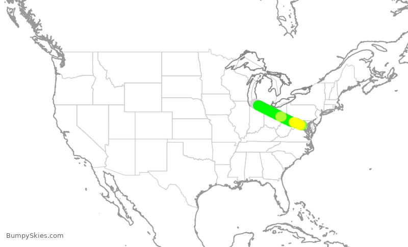 Turbulence forecast map for EJA896, KBEH to IAD