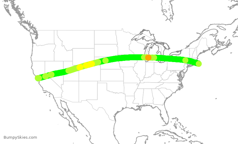 Turbulence forecast map for EJA897, ACK to OAK