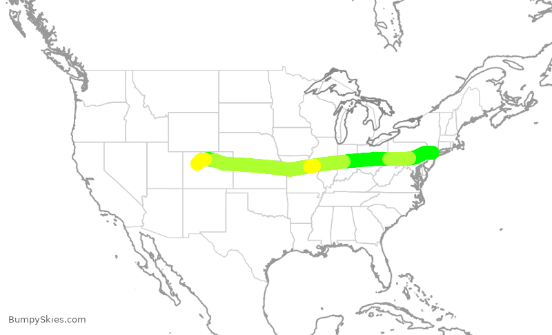 Turbulence forecast map for EJA898, TEB to EGE