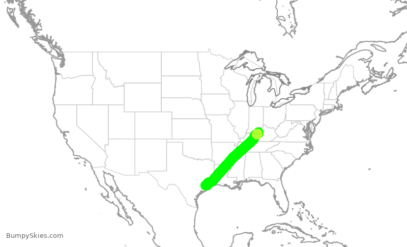 Turbulence forecast map for EJA900, SDF to SGR