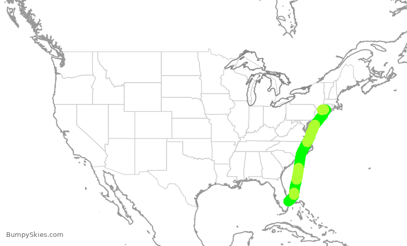 Turbulence forecast map for EJA906, DJT to HPN