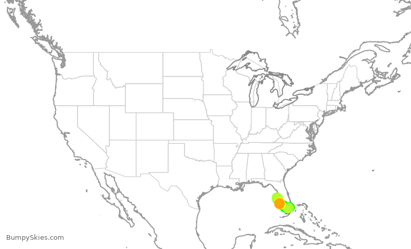 Turbulence forecast map for EJA906, PIE to FXE
