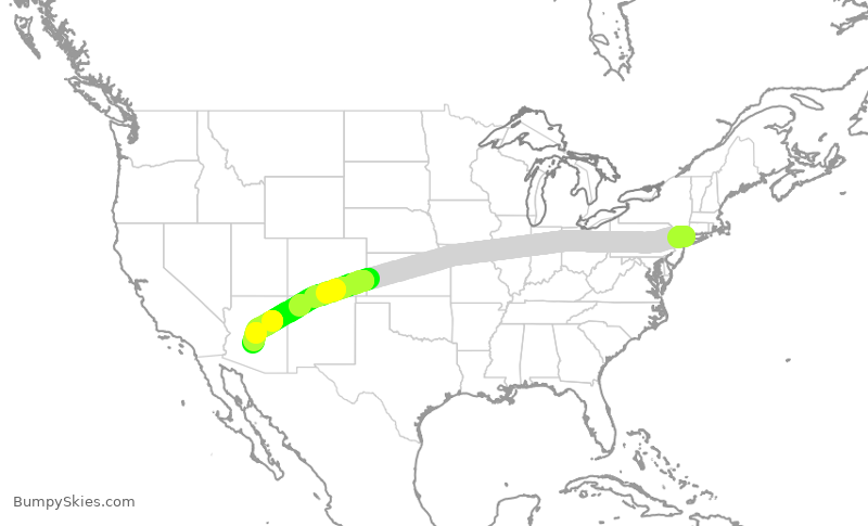 Turbulence forecast map for EJA910, HPN to SCF