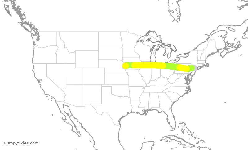 Turbulence forecast map for EJA915, TEB to OMA