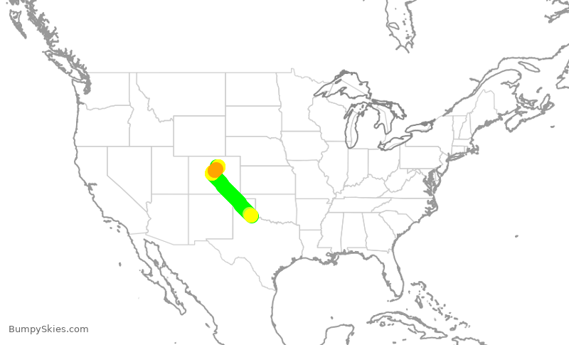 Turbulence forecast map for EJA923, CDS to BJC