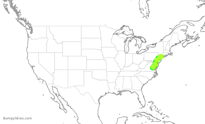 Turbulence forecast map for EJA924, RIC to TEB