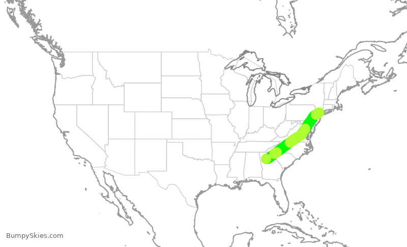 Turbulence forecast map for EJA927, PDK to TEB