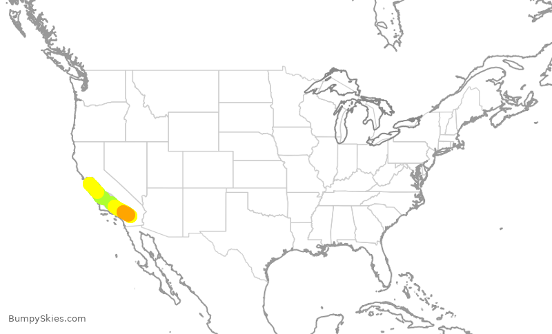 Turbulence forecast map for EJA929, SJC to TRM