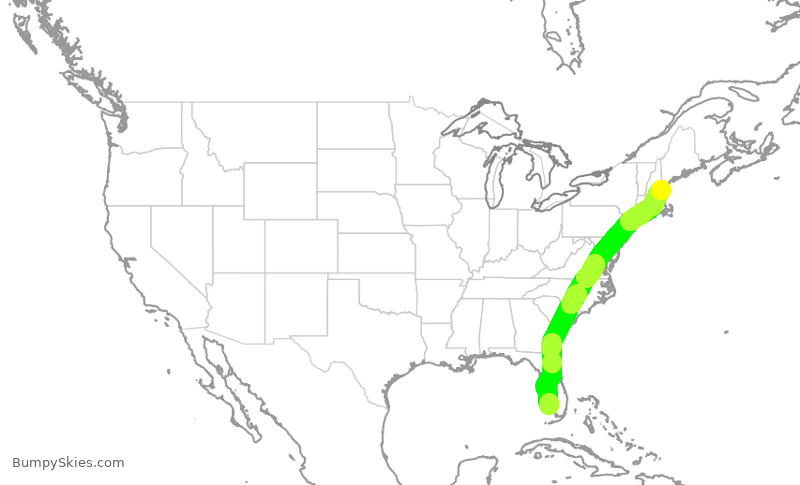Turbulence forecast map for EJA942, MRK to PSM