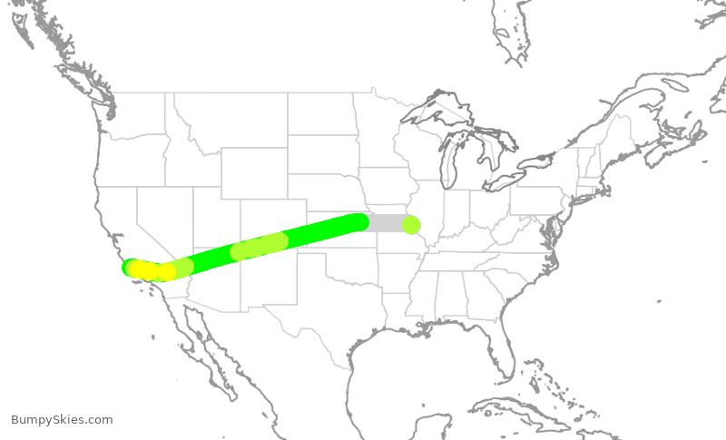 Turbulence forecast map for EJA945, SUS to SBP