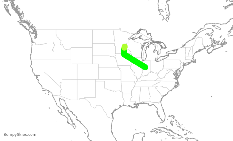 Turbulence forecast map for EJA952, KTYQ to KANE