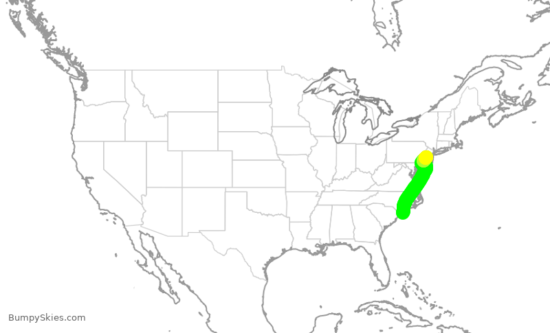 Turbulence forecast map for EJA962, SUT to TTN