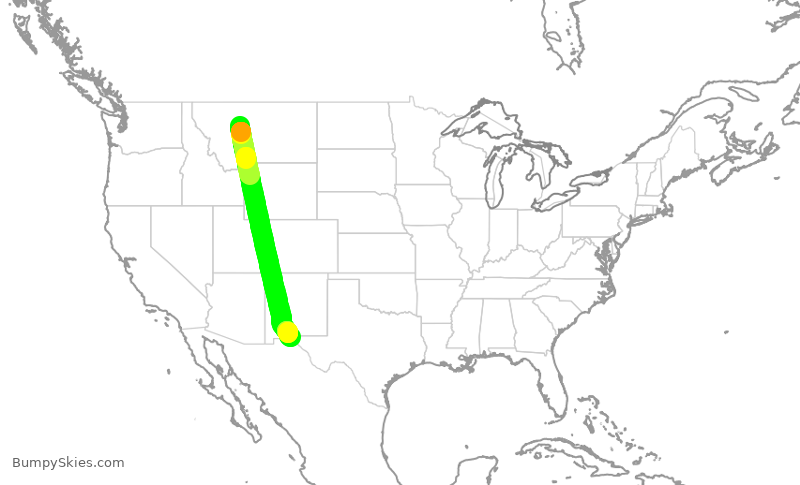 Turbulence forecast map for EJA967, GTF to ELP