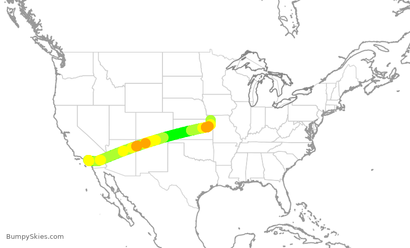 Turbulence forecast map for EJA968, SNA to STJ