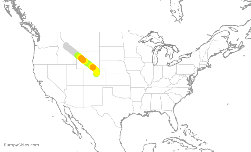 Turbulence forecast map for EJA970, APA to KHRF