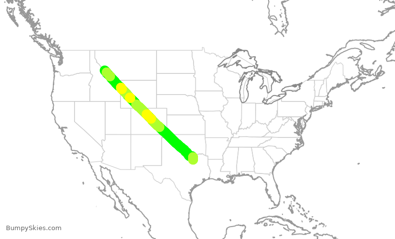 Turbulence forecast map for EJA970, KHRF to DAL
