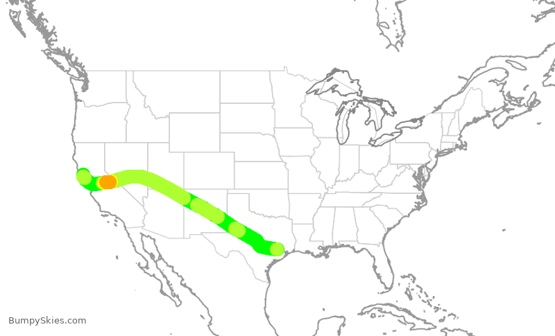 Turbulence forecast map for EJA970, KTME to STS