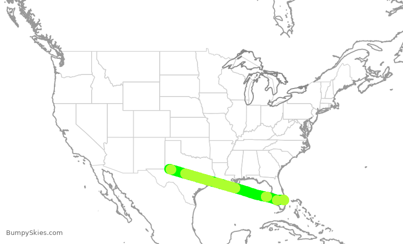 Turbulence forecast map for EJA972, MAF to PBI