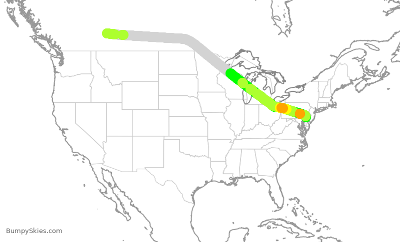 Turbulence forecast map for EJA973, YYC to ILG