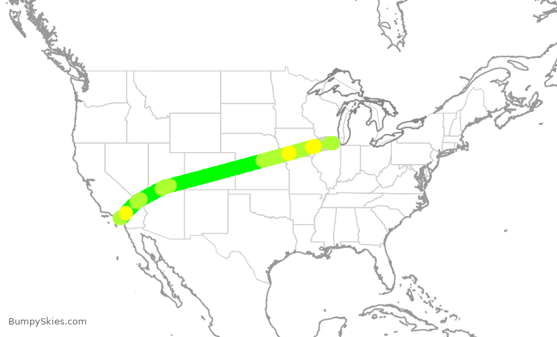 Turbulence forecast map for EJA978, DPA to SNA
