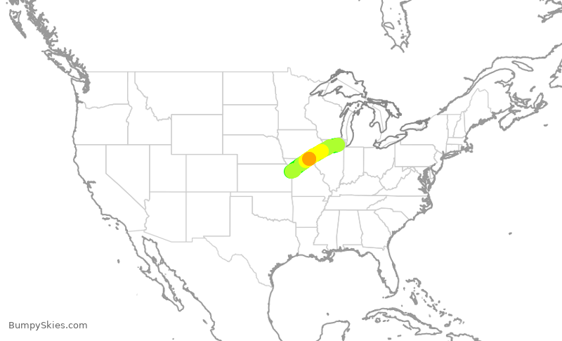 Turbulence forecast map for EJA980, ORD to MKC