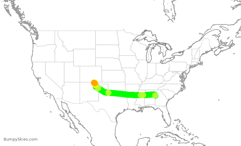 Turbulence forecast map for EJA986, KCCO to RTN