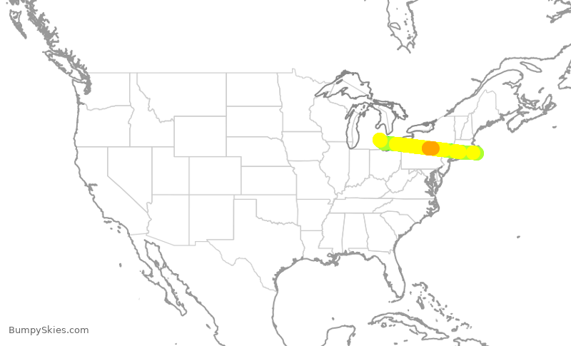 Turbulence forecast map for EJA987, PTK to ACK