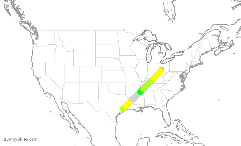 Turbulence forecast map for EJA988, HOU to VPZ