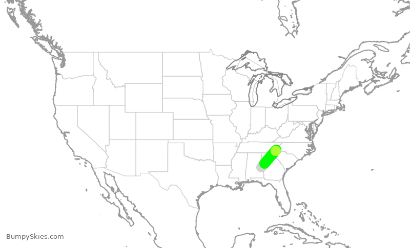 Turbulence forecast map for EJA990, AUO to AVL