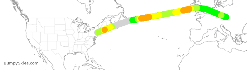Turbulence forecast map for EJM114, SWF to BRQ