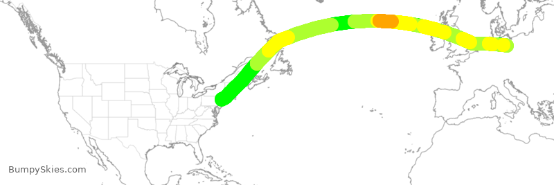 Turbulence forecast map for EJM114, TEB to SXF