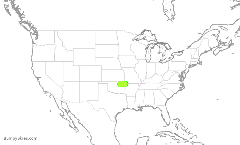 Turbulence forecast map for EJM115, KROG to TUL