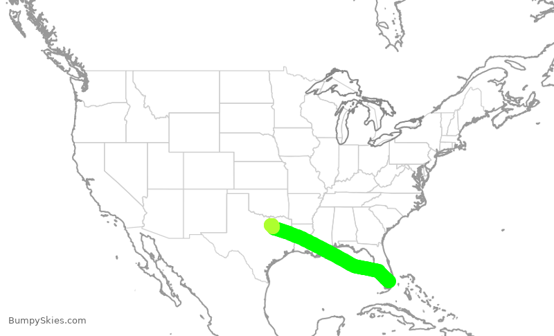 Turbulence forecast map for EJM11, OPF to DAL